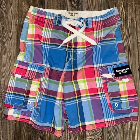 Abercrombie & Fitch Other - Abercrombie & Fitch Swim Colorful Plaid Board Shorts Fully Lined Pockets Medium